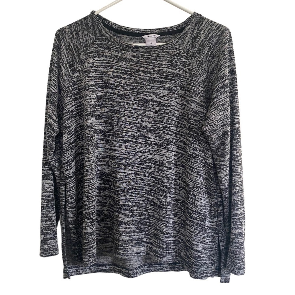 Club Monaco Grey Spacedye Split Sides‎ Long Sleeve Knit Top Size Small